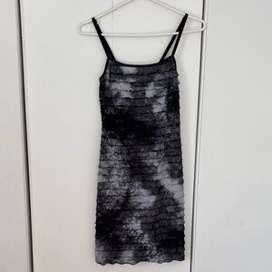 SUBWAY Y2K Vintage Chic Black and Gray Layered Mini Dress